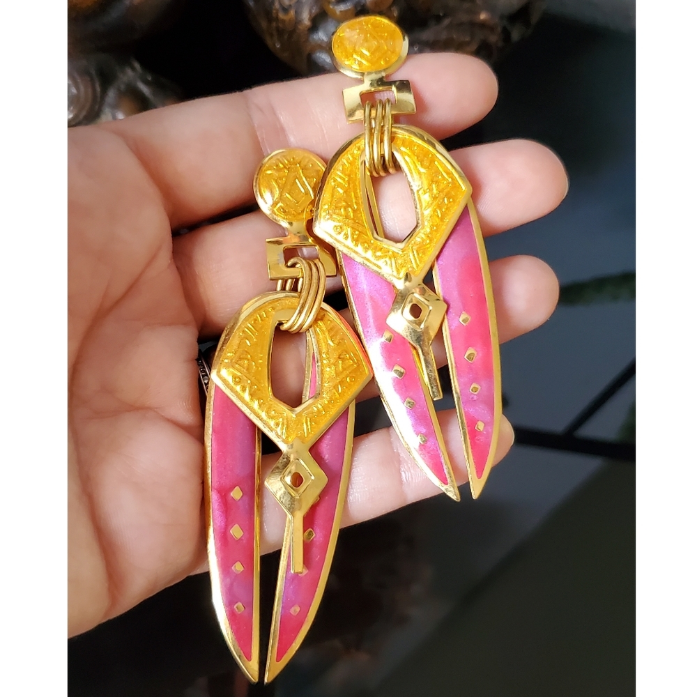 Fabulous vintage 80's Edgar Berebi statement earrings - Picture 3 of 6